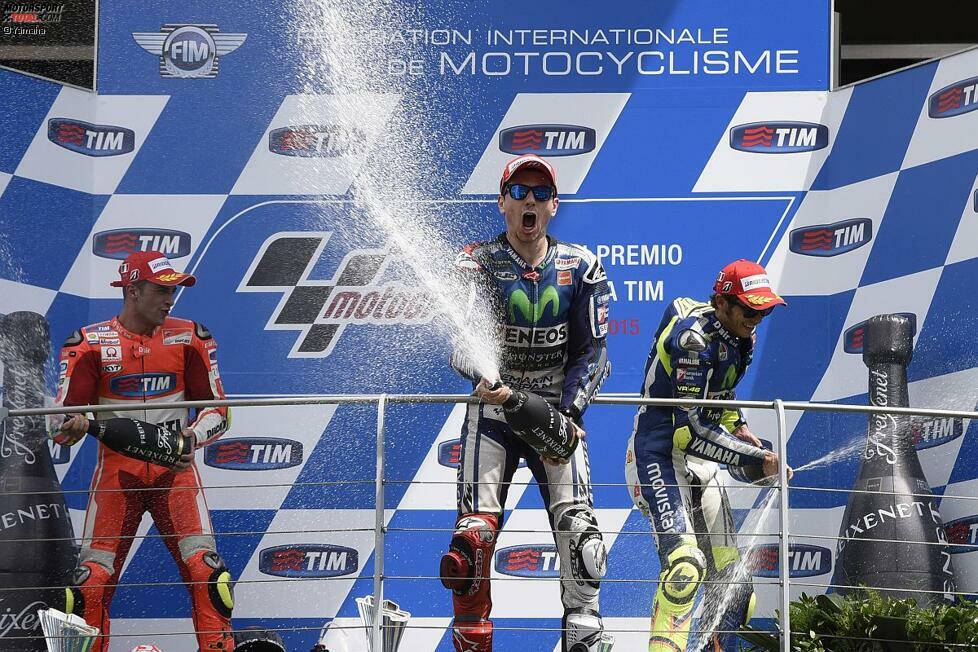 Jorge Lorenzo ist nicht zu stoppen: Nach Jerez und Le Mans gewinnt der Yamaha-Werksfahrer auch in Mugello in souveräner Manier!