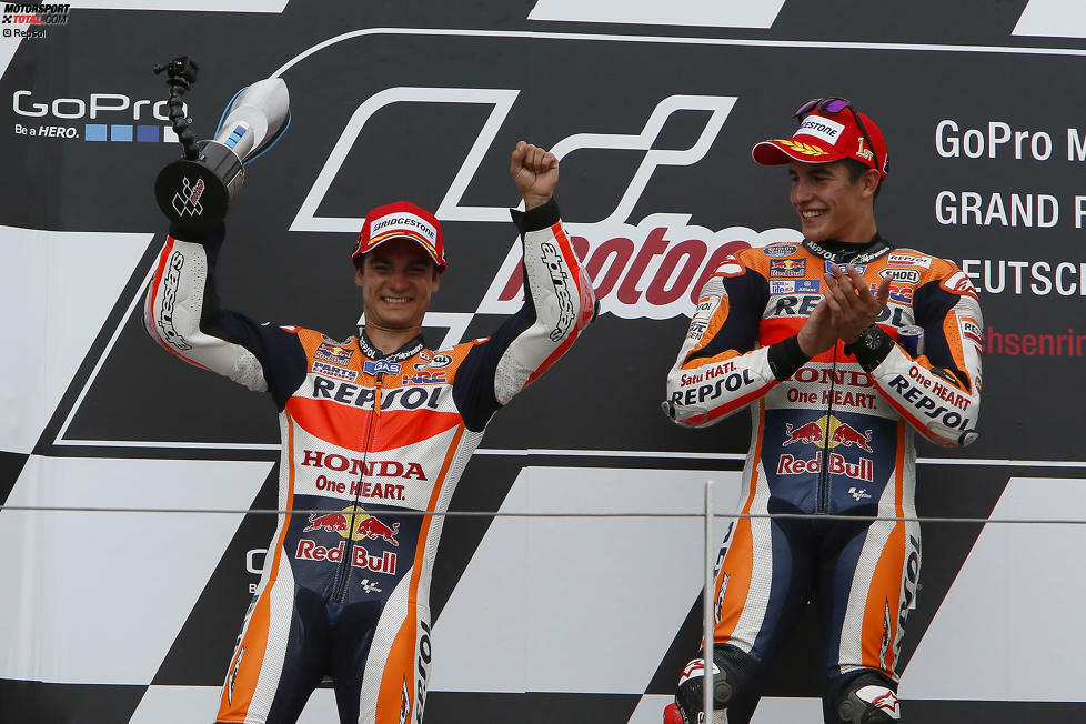 Teamkollege Dani Pedrosa macht den Honda-Triumph mit Rang zwei perfekt. Für die Japaner ist es der erste Doppelerfolg seit exakt einem Jahr.