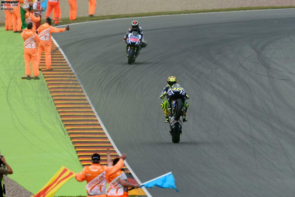 Der heimliche Sieger des Rennens ist Rossi: Er vergrößert seinen Vorsprung in der Meisterschaft vor Lorenzo auf 13 Punkte.