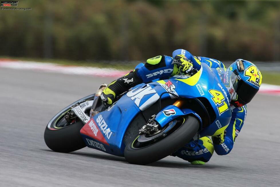 Rückstand hat auch Suzuki: Der neuen GSX-RR fehlt es an Motorleistung, aber die Zuverlässigkeit ist besser als beim Valencia-Test im November. Aleix Espargaro lobt das gute Handling des Chassis.