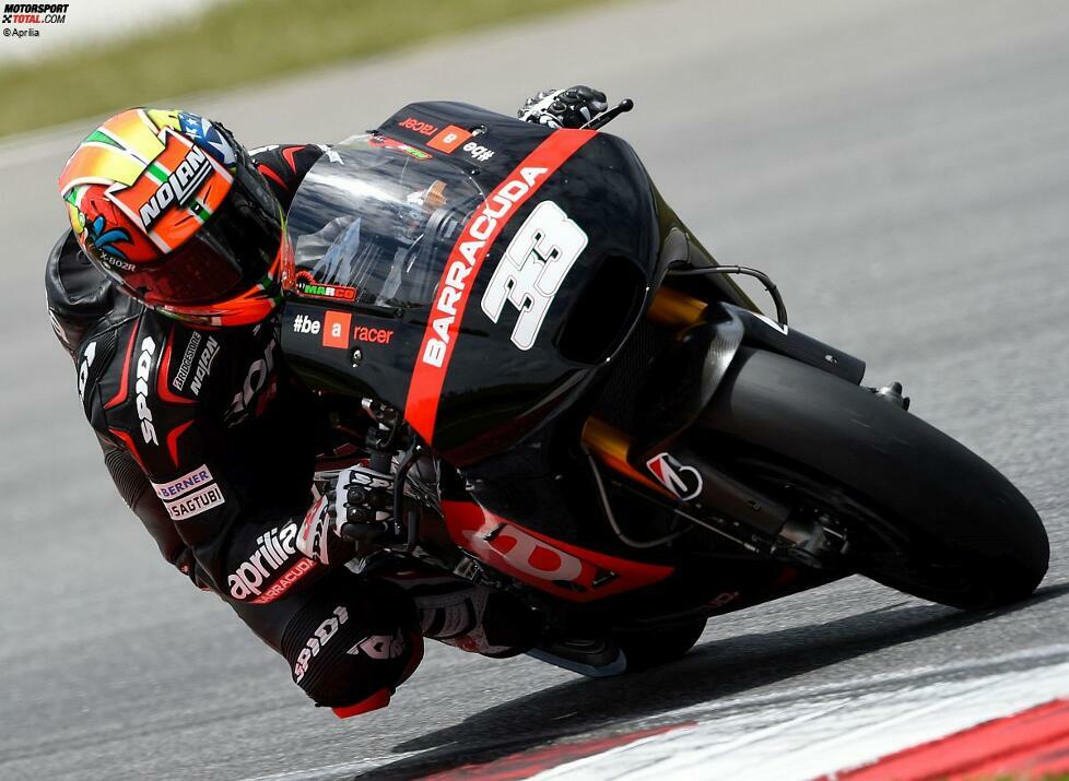 Ganz weit hinten ist Aprilia: Alvaro Bautista fehlen drei Sekunden auf die Spitze. Marco Melandri (Bild) ist am abschließenden Testtag 28. und Letzter. 