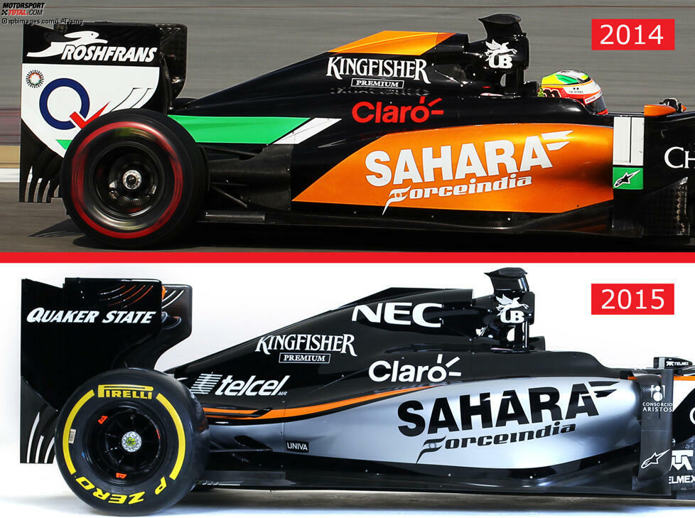 Diese Detailansicht des Hecks zeigt es deutlich: das einzig Neue am VJM08 für die Formel-1-Saison 2015 scheint die Nase zu sein. Ob uns bei den Tests in Jerez ein ganz anderes Auto erwarten wird? Die Wahrscheinlichkeit ist hoch.