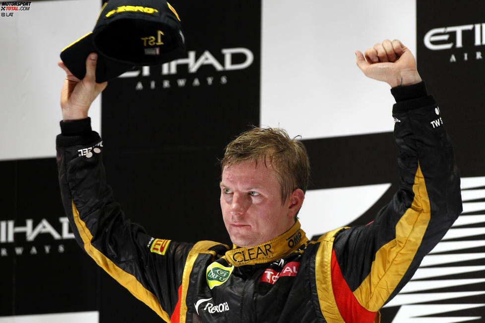 01. Funk-Weltmeister kann jedoch nur einer werden: Kimi Räikkönen!  Nach seinem Königsklassen-Comeback konnte der Finne erst zwei Siege holen - einen davon in Abu Dhabi  für Lotus 2012. Seinem Renningenieur machte er während des Rennens jedoch klar, was es bedeutet, mit dem 