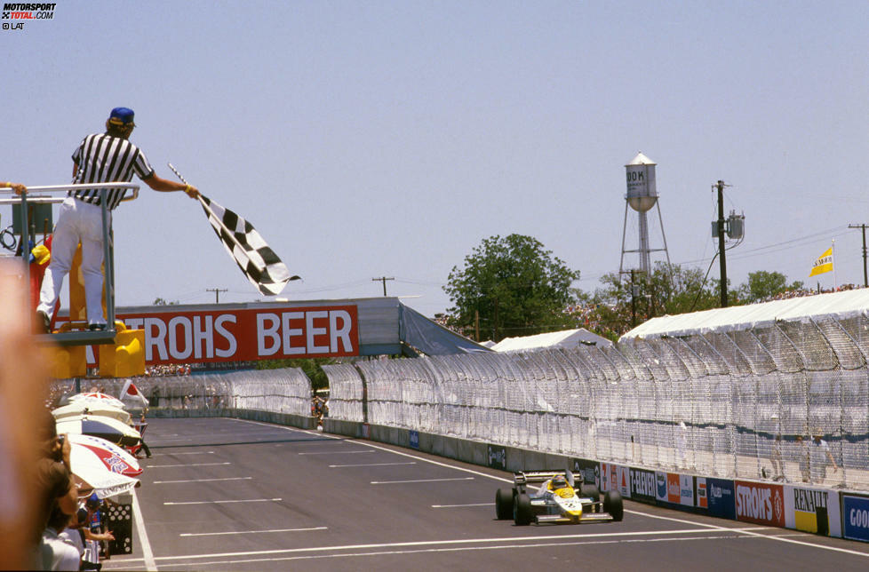 Keke Rosberg feiert in Dallas 1984 den ersten Sieg für die Kombination Williams-Honda. Vier weitere Siege - je zwei für Rosberg und zwei für Mansell - folgen im Jahr 1985.