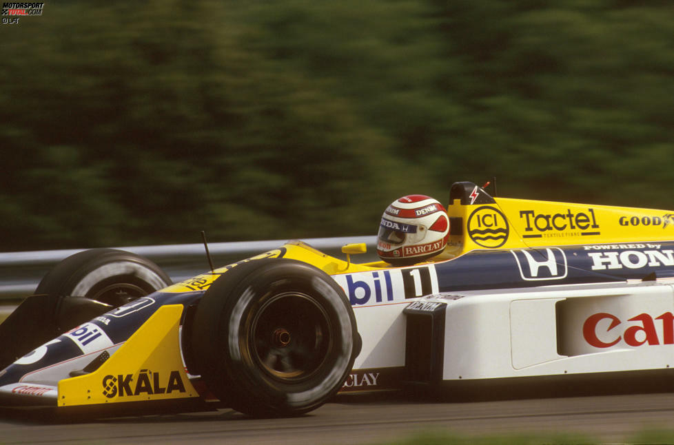 1987 klappt es mit dem Titel für Williams-Honda: Während sich Piquet mit drei Grand-Prix-Erfolgen und konstanten Leistungen den Titel sichert, erringt Mansell zwar sechs Siege, doch sein Trainingsunfall in Suzuka ruiniert seine Titelhoffnungen. Motorenhersteller Honda...