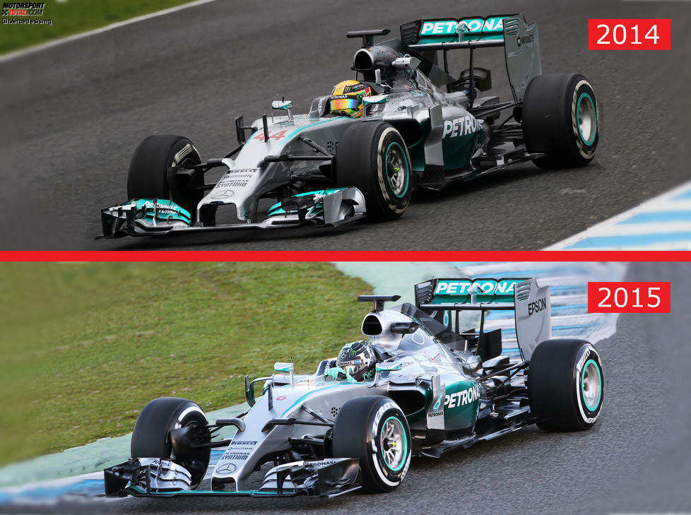 Insgesamt setzt Mercedes also wie so viele andere Teams auf Evolution statt Revolution. Das Weltmeisterauto von 2014 wurde behutsam angepasst.