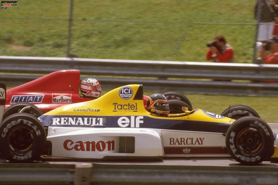 Neben Lotus treten ab 1984 Ligier und ab 1985 Tyrrell als Renault-Kundenteams an. Lotus ist jedoch bis Ende 1986 das einzige der drei Teams, das mit dem französischen Turbo-Triebwerk Siege einfährt. In den Jahren 1987 und 1988 bleibt Renault der Formel 1 fern, um 1989 mit einem Saugmotor zurückzukehren. Als neues Partnerteam wird Williams gewonnen. Thierry Boutsen gewinnt in der ersten Saison die beiden Regenrennen in Montreal (Foto) und Adelaide.