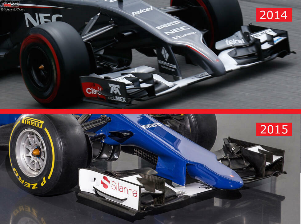 Imposanter Zinken: Bis auf die Farbgebung bleibt sich Sauber 2015 treu, setzt wie beim C33 der Formel-1-Saison 2014 auch beim C34 auf eine stark ausgeprägte Nasenpartie.