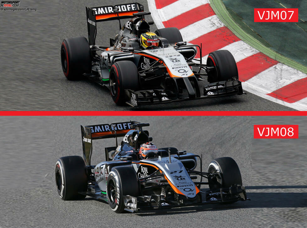 Force India VJM07 vs. VJM08 - der VJM08 fuhr erst in Barcelona