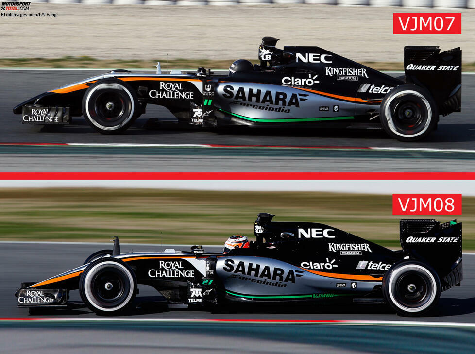 Force India VJM07 vs. VJM08 - der VJM08 fuhr erst in Barcelona