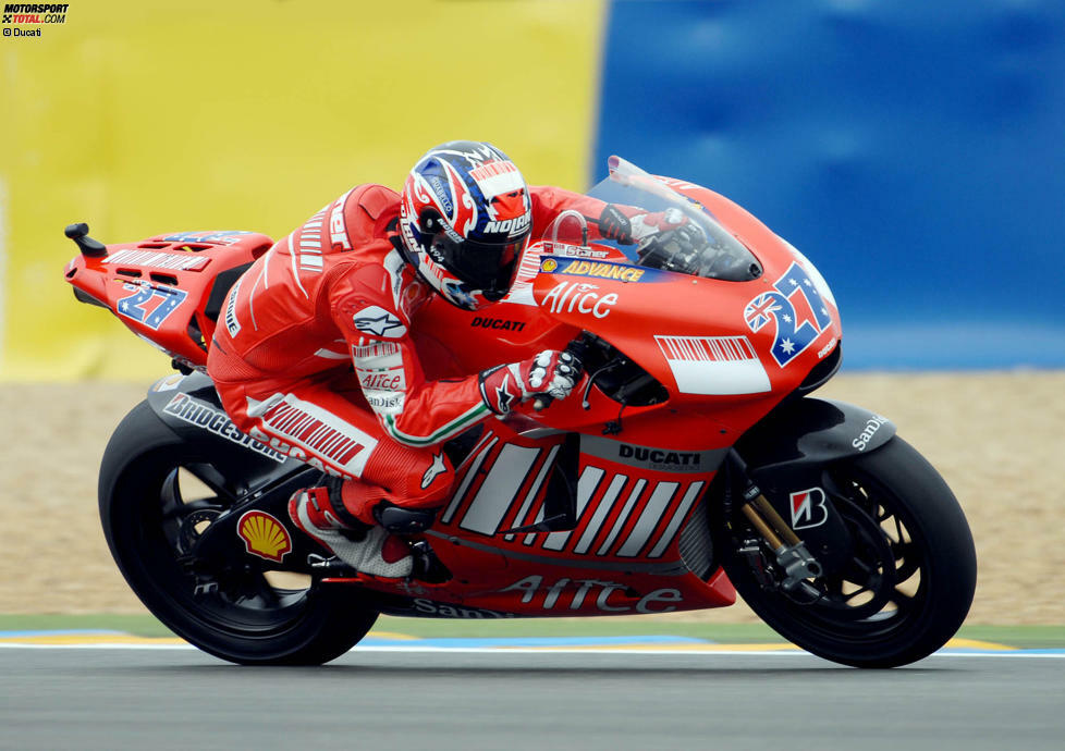 #6 Casey Stoner (38 Siege): Der einzige Ducati-Weltmeister der MotoGP-Geschichte schafft es auf Rang sechs der erfolgreichsten Fahrer. Zwischen 2007 und 2012 holt er für die Italiener und Honda insgesamt 38 Siege und jeweils einen WM-Titel (2007 und 2011). Ende 2012 zieht sich der Australier aus der MotoGP zurück.