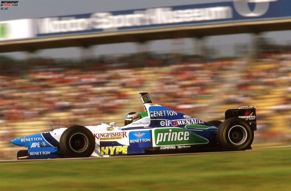 28. Juli 1996, Grand Prix von Deutschland in Hockenheim: Gerhard Berger (Benetton) fährt sein stärkstes Rennen der Saison und liegt 31 der ersten 42 Runden in Führung. Im 43. von 45 Umläufen aber verraucht ausgangs der ersten Schikane der Renault-Motor im Heck seines B196 im großen Stil. Verfolger Damon Hill (Williams) erbt die Führung und kreuzt zwei Runden später als Sieger die Ziellinie.