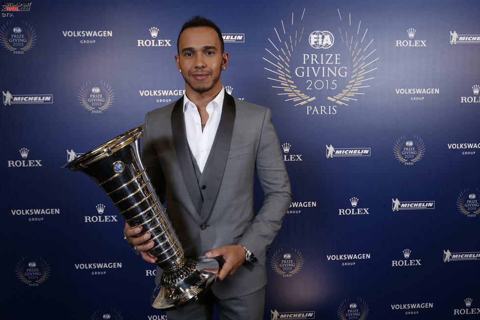 Lewis Hamilton, Formel-1-Weltmeister 2015, bei der FIA-Gala am 4. Dezember in Paris.