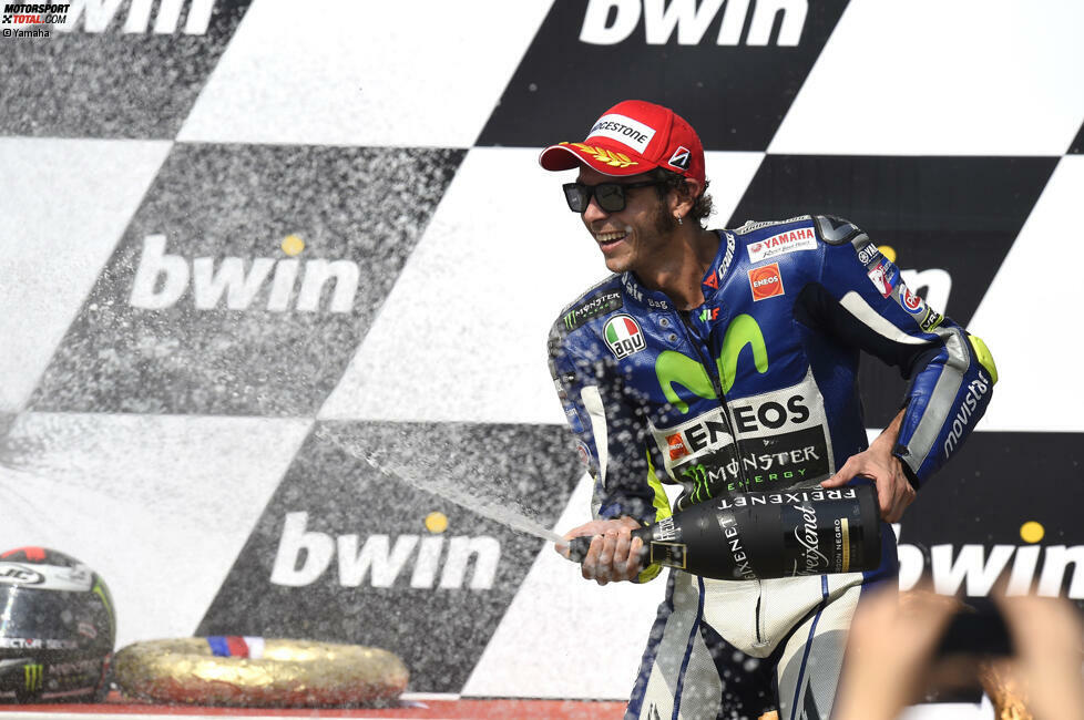 ...und Rossi wird Dritter. Genau wie Lorenzo hat er nun 211 Punkte auf dem Konto - aber der Spanier hat mehr Siege vorzuweisen.