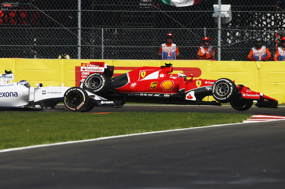 Position 9: Beim Kampf um die finnische Vorherrschaft kommen sich Valtteri Bottas und Routinier Kimi Räikkönen zwei Mal zu nahe. In Sotschi rammt der Ferrari-Pilot den Williams-Fahrer und zerstört dessen Rennen, in Mexiko (Foto) zieht Räikkönen dann den Kürzeren und scheidet aus. Ausdiskutiert wird die Sache - typisch Finnen - nicht.