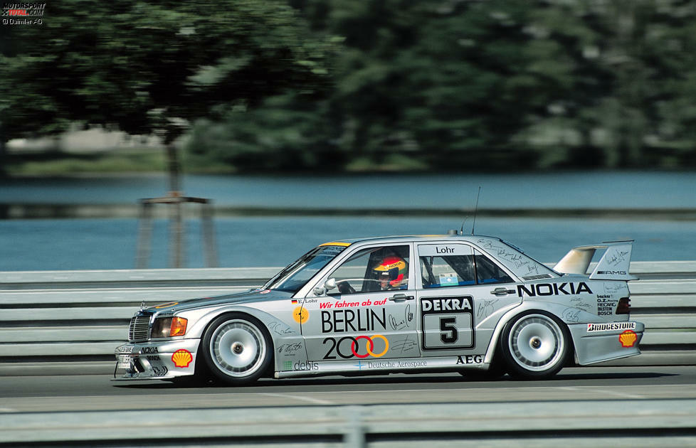 #7: Mercedes 190E, 1992. Die Olympischen Spiele im Jahr 2000 in der deutschen Hauptstadt Berlin? Dafür fuhr Mercedes 1992 Werbung in der DTM, unter anderem mit Ellen Lohr. Sie gewann mit einem solchen Autodesign als bisher einzige Frau ein DTM-Rennen.