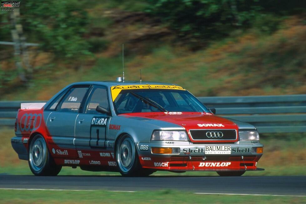 #15: Audi V8 Quattro Evolution. Die Evolution des Quattro, mit dem Hans-Joachim Stuck 1990 Meister wurde, ermöglichte Audi 1991 und 1992 in 30 Rennen elf Siege - und den Titel für Frank Biela. 1992 wurde die Kurbelwelle für illegal erklärt - Audi stieg mitten in der Saison aus.