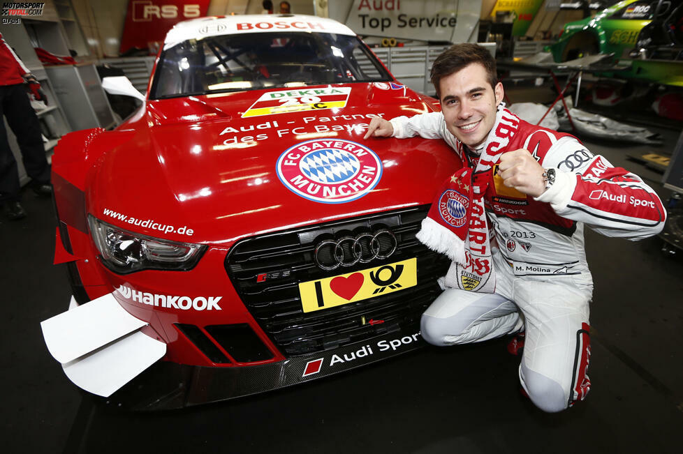 #9: ...nämlich das DFB-Pokalfinale 2013. Das Gegenstück bei Audi wird pilotiert von Miguel Molina, der die Logos des FC Bayern München am Auto trägt.