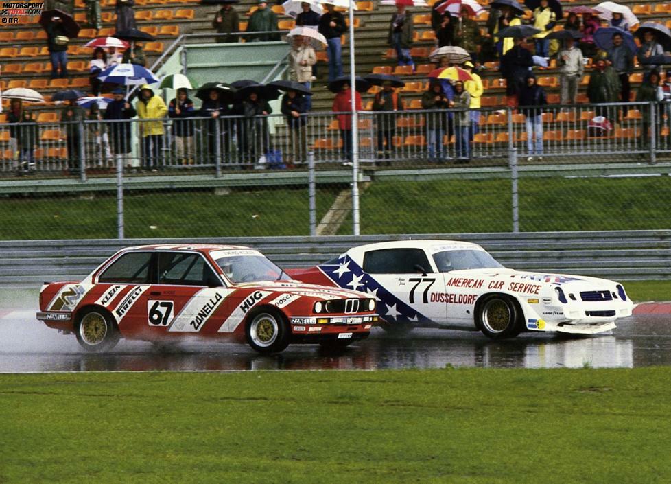 #9: Chevrolet. Immerhin einen Erfolg gibt es 1984 für den Chevrolet Camaro (Foto, hinten). Es ist das 13. DTM-Rennen des Autos. 