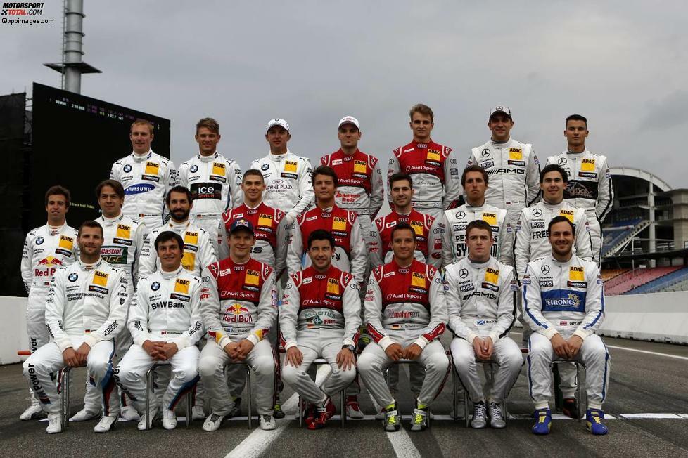 Mit diesem Foto haben sich die DTM-Piloten in der Saison 2014 in die Winterpause verabschiedet. Wer 2015 in den Fahrzeugen von Audi, BMW und Mercedes sitzt, erfahrt Ihr in dieser Fotostrecke!