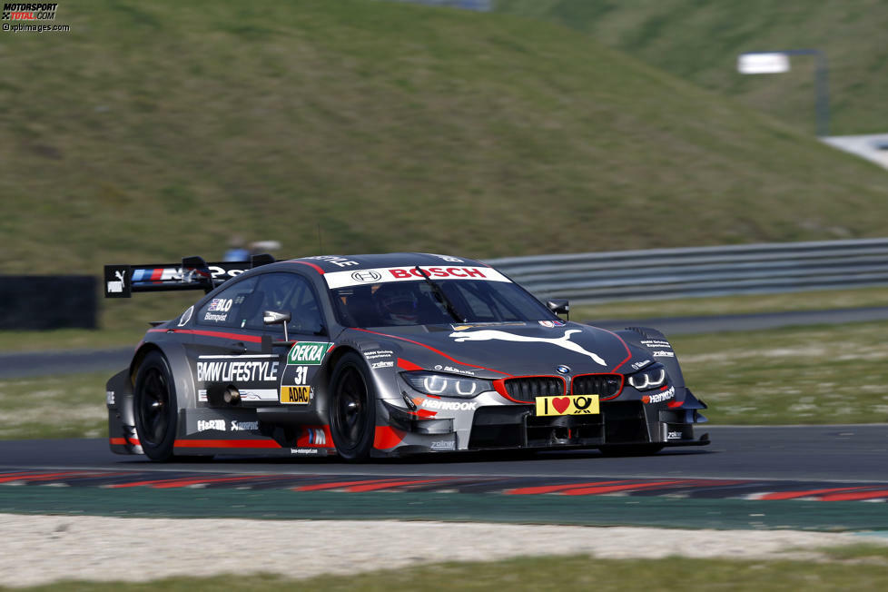 Oschersleben (Deutschland), 15. April 2015: Am zweiten Tag erzielt DTM-Neuling Tom Blomqvist (RBM-BMW) in 1:20.216 Minuten die beste Rundenzeit. Platz zwei geht an Gary Paffett (ART-Mercedes/+0,093 Sekunden) vor Mattias Ekström (Abt-Sportsline-Audi/+0,315 Sekunden), der Dritter wird.