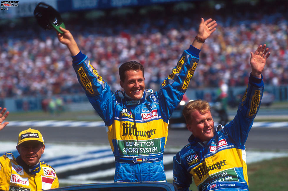 Platz 10 - Johnny Herbert: Die Formel-1-Karriere des smarten Briten verläuft wechselhaft, ist aber nicht ohne Erfolge. Bei 161 Grand-Prix-Starts steht er sieben Mal auf dem Podium und gewinnt drei Rennen, zwei davon 1995 als Teamkollege von Michael Schumacher bei Benetton.