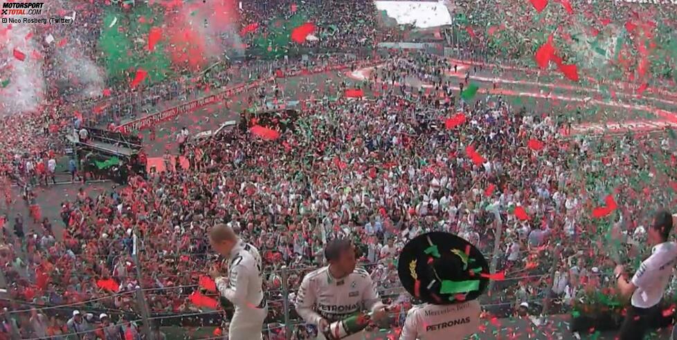 ... besonders bei dieser Kulisse: 134.850 Zuschauer feiern die Formel 1 in Mexiko wie ein Volksfest - und auch den Sieger: 