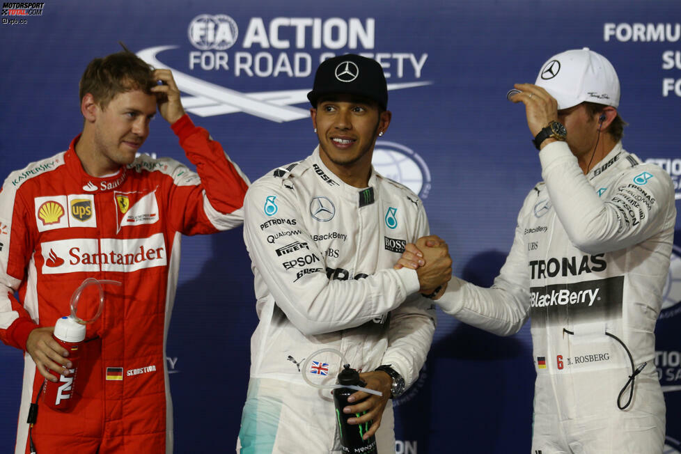 Viertes Qualifying, vierte Pole für Hamilton. Vettel, mit dem Ferrari schnellster Longrun-Fahrer am Freitag, splittet die Silberpfeile und sichert sich eine vielversprechende Ausgangsposition. Und Nico Rosberg konzentriert sich zu sehr darauf, Reifen für das Rennen zu schonen - und kassiert, in Q3 ohne jeden Rhythmus, die nächste demoralisierende Schlappe gegen seinen Teamkollegen.