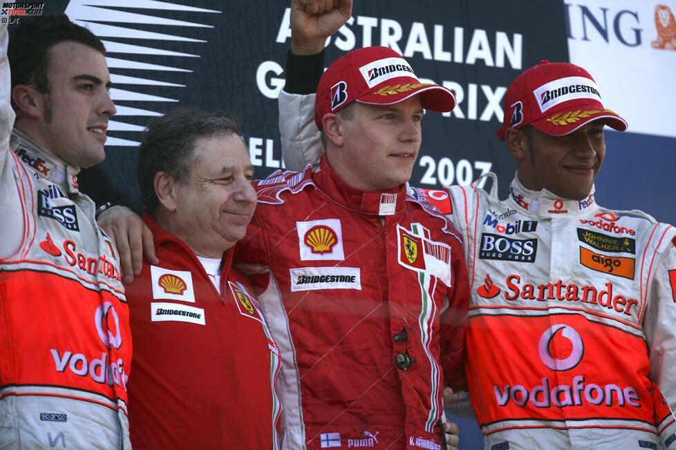 Und McLaren sollte die Wahl nicht bereuen: Bereits in seinem ersten Rennen in Australien fährt der Debütant auf das Podium und kann dabei sogar mit Starpilot Alonso mithalten. Mit Rang drei ist Hamilton auch der erste Pilot seit Jacques Villeneuve 1996, der gleich beim Debüt an der Champagnerzeremonie teilnehmen darf.