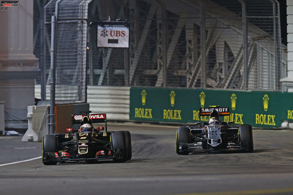 Perez schnappt sich mit einem sehenswerten Überholmanöver Romain Grosjean und ist nun Neunter.
