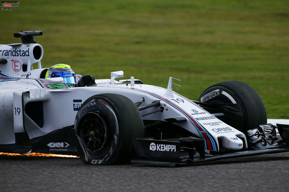 Auch für Massa ist nach dem Reifenschaden gleich zu Beginn nichts mehr zu holen: Platz 17, sogar zwei Runden Rückstand.