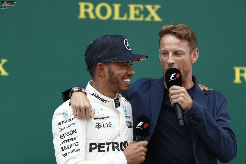 Neuzugang unter den TV-Experten: Ex-Weltmeister Jenson Button (306 GPs) talkt 2019 nicht nur mit seinem Ex-Stallgefährten Lewis Hamilton erstmals auf Sky Sports F1 ...