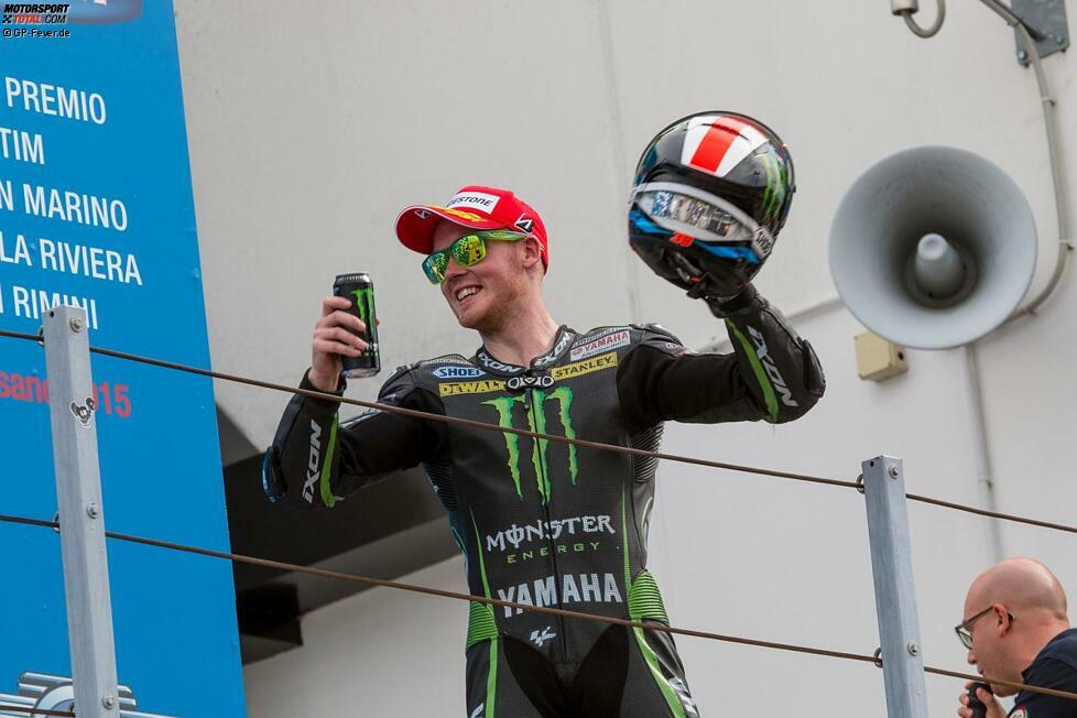 Sensationell fährt Bradley Smith auf den zweiten Platz. Der Brite ist das gesamte Rennen mit Slicks gefahren und hat keinen Boxenstopp absolviert. Es ist sein bestes MotoGP-Ergebnis.