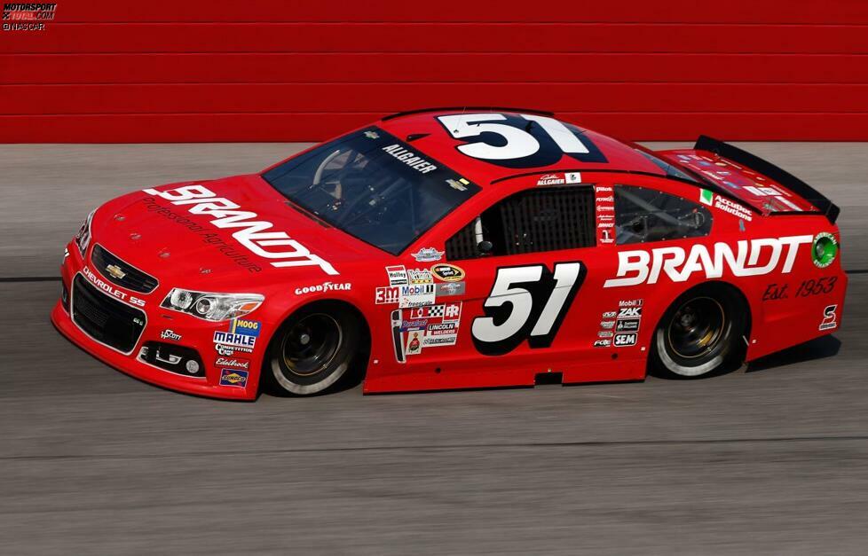 Justin Allgaier (HScott-Chevrolet): Wiederbelebung des Designs, mit dem US-Rennlegende A.J. Foyt in der NASCAR-Saison 1977 in Verbindung mit der Startnummer 51 antrat - damals allerdings ohne Brandt als Hauptsponsor.