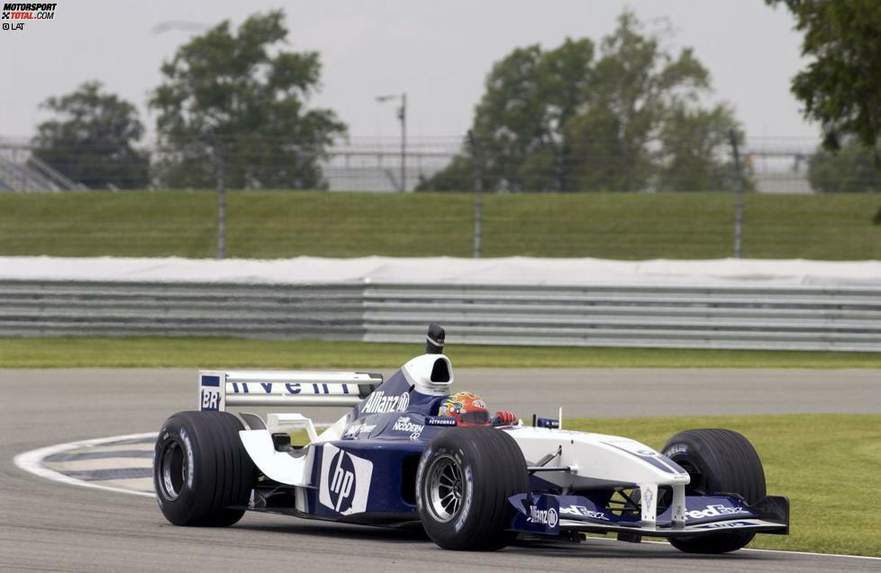 11. Juni 2003: Der viermalige NASCAR-Champion Jeff Gordon testet auf dem Infield-Kurs des Indianapolis Motor Speedway den aktuellen BMW-Williams FW24 von Juan Pablo Montoya. Der Kolumbianer fährt im Gegenzug Gordons NASCAR-Auto, den Chevrolet Monte Carlo von Hendrick Motorsports.