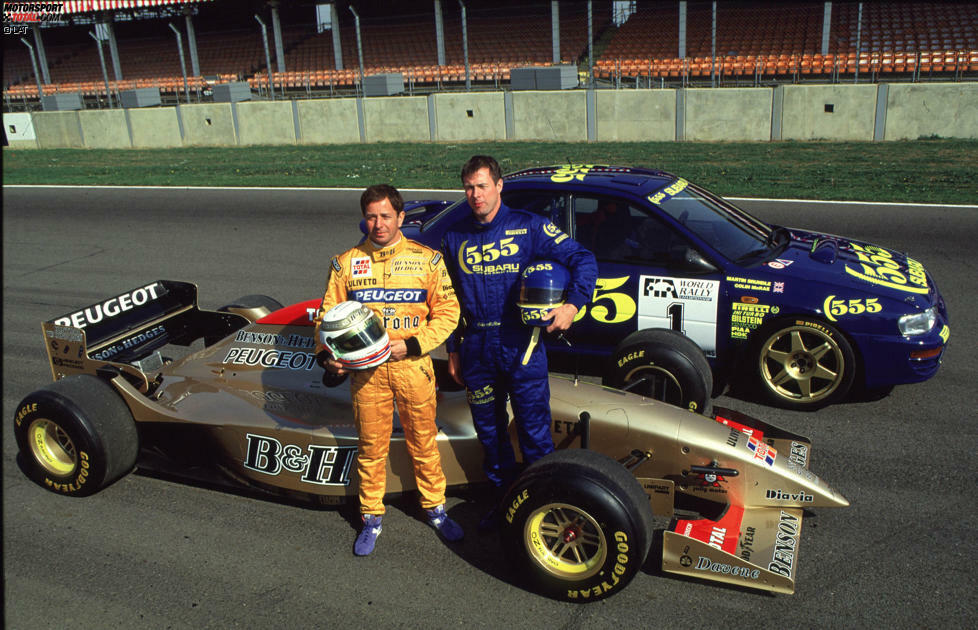 5. August 1996: Alles beginnt mit einer verrückten Idee, und die kommt natürlich von Eddie Jordan. In Silverstone lässt er seinen Formel-1-Piloten Martin Brundle das Cockpit mit dem zu diesem Zeitpunkt amtierenden Rallye-Weltmeister Colin McRae tauschen. Während Brundle den Subaru Impreza 555 fährt, dreht McRae seine Runden im Peugeot-befeuerten Jordan 195 und ...