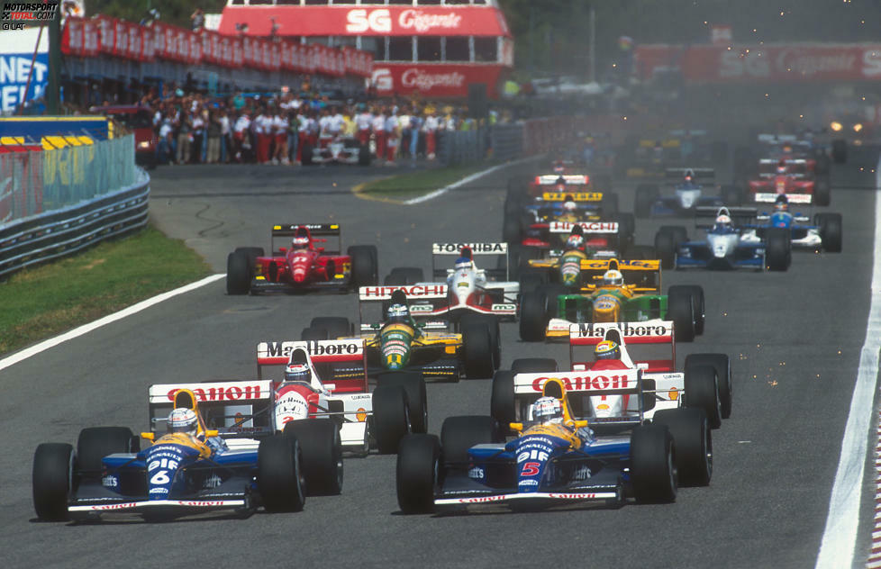 #3 Williams 1992-1993 (Pole-Position-Quote 94 Prozent): In diesen beiden Jahren waren der Williams FW14b und sein Nachfolger FW15, vor allem durch ihre aktive Radaufhängung, der Konkurrenz haushoch überlegen. Daran änderte auch ein kompletter Wechsel der Fahrer nichts, denn Alain Prost und Damon Hill machten 1993 da weiter, wo Nigel Mansell und Riccardo Patrese ein Jahr zuvor aufgehört hatten.