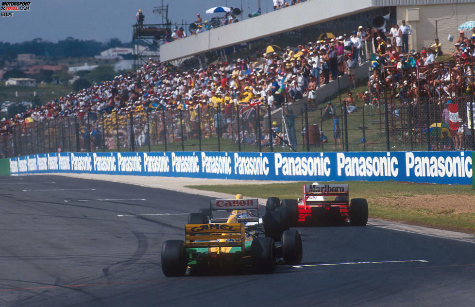 Platz 6: Kyalami, Südafrika. 20 Grands Prix zwischen 1967 und 1993. Rekordsieger: Niki Lauda (3). Foto: Alain Prost muss 1993 für seinen ersten Williams-Sieg hart gegen Ayrton Senna und Michael Schumacher kämpfen. Am Ende gewinnt er den Saisonauftakt aber - ein wichtiger erster Schritt auf dem Weg zum WM-Titel nach einem Jahr Formel-1-Pause.