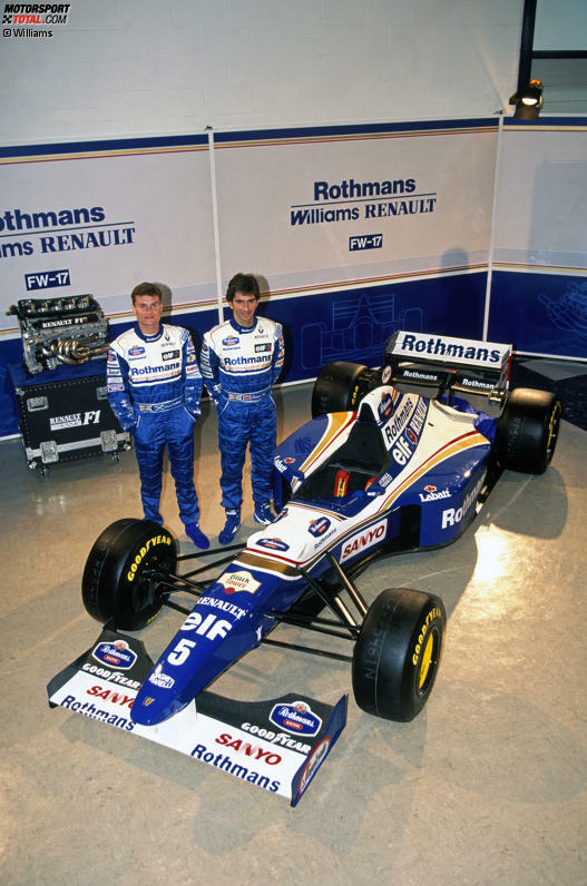 1995: David Coulthard und Damon Hill mit dem Williams FW17, mit dem Hill im WM-Zweikampf erneut Michael Schumacher und Benetton unterliegt.