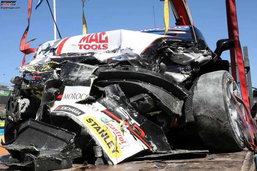#8: Tom Boardman (Großbritannien) in Marrakesch 2013. Ein Bremsdefekt im Warmup beschert Boardman den wohl heftigsten Unfall seiner Karriere. Er schießt am Ende der zweiten Gerade fast ungebremst in die Banden, sein Auto wird total verformt. Boardman wurde kräftig durchgeschüttelt, übersteht den Crash aber ohne größere Verletzungen.