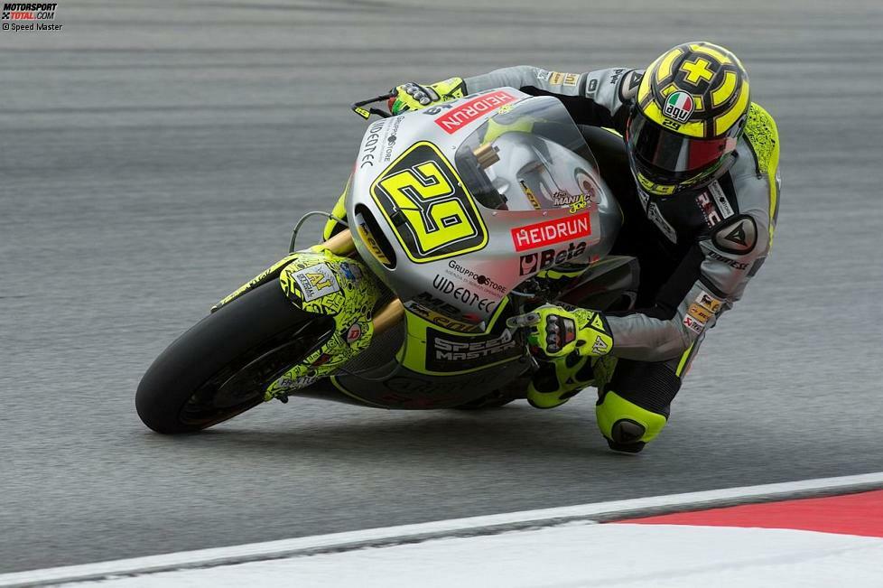 In seiner dritten Moto2-Saison 2012 sitzt Iannone wieder auf einer Speed-Up. Er gewinnt zwei Rennen und seine Ergebnisse bessern sich. Am Ende hat er aber keine realistische WM-Chance und wird zum dritten Mal WM-Dritter. Aber Ducati hat ein Auge auf den schnellen Italiener geworfen.