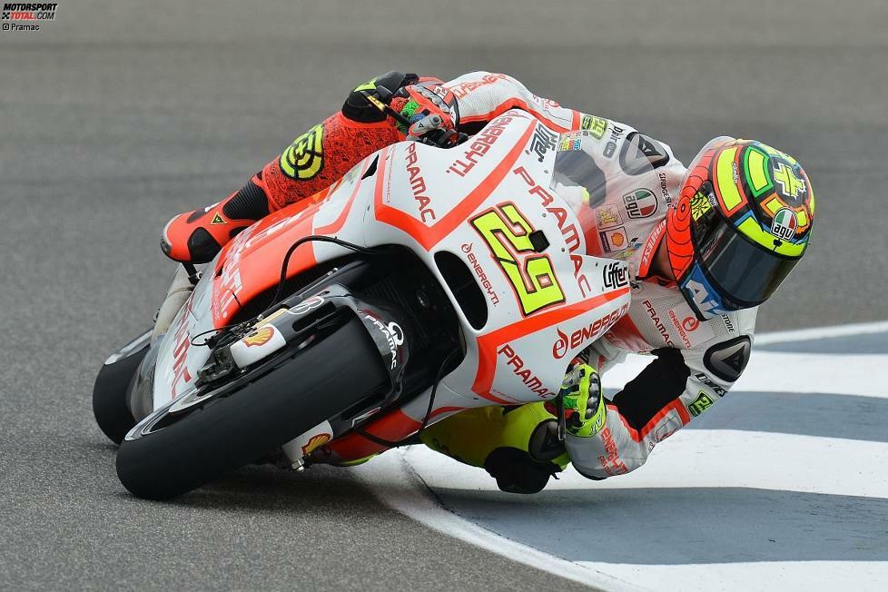 2013 debütiert Iannone mit Pramac-Ducati in der MotoGP. Fünfmal fährt er in die Top 10, Platz acht in Australien ist sein bestes Ergebnis. Eine Schulterverletzung, die er sich auf dem Sachsenring zuzieht, plagt ihn ab dem Sommer über weite Strecken.