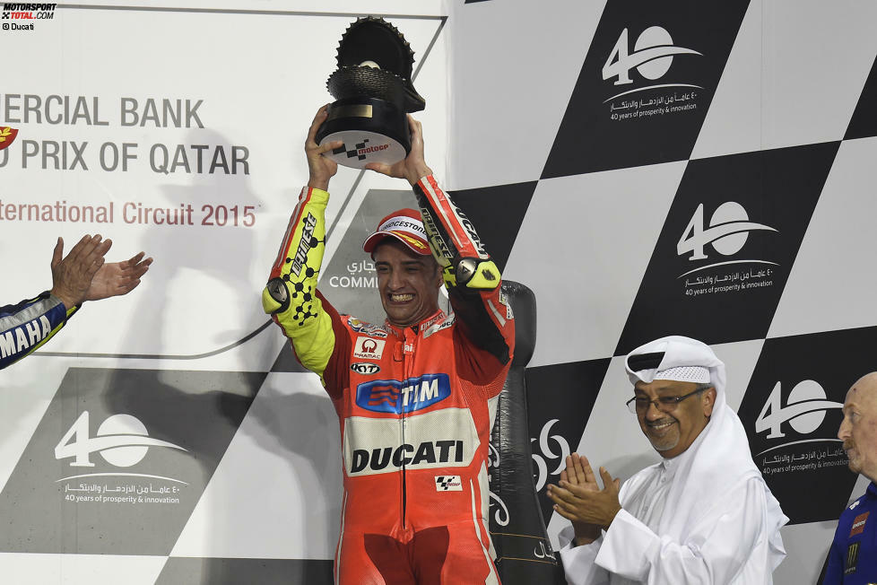 Ducati glaubt an sein Talent. 2015 übernimmt Iannone im Werksteam den Platz von Cal Crutchlow. Gleich beim Saisonauftakt in Katar steht er als Dritter zum ersten Mal auf dem Podest. Ein besonderer Höhepunkt ist Platz zwei beim Heimrennen in Mugello.