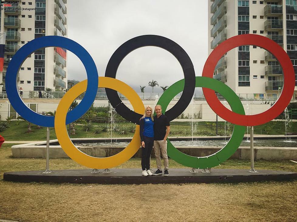 Platz 10: Dabei sein ist alles - Valtteri Bottas zog es zu den Olympischen Spielen in Rio. Der Williams-Pilot unterstützte dort seine Verlobte Emilia Pikkarainen, die als Profi-Schwimmerin für Finnland antrat. Geholfen hat der Beistand aber nicht - sie musste ohne Medaille abreisen.