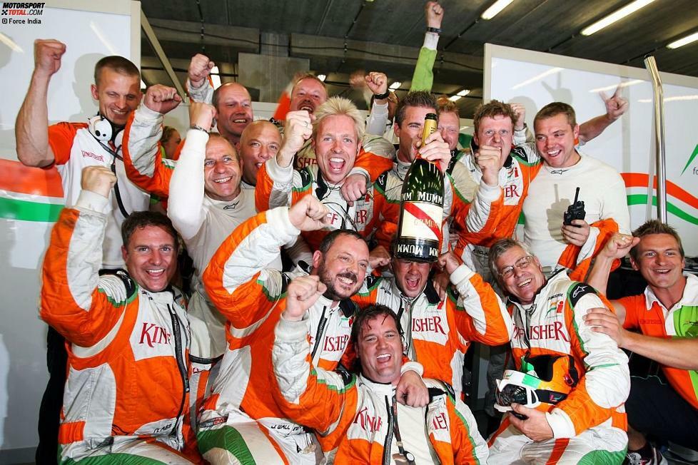 2009 gelang dann Force India mit Giancarlo Fisichella ebenfalls in Spa die erste Pole-Position sowie mit Platz zwei das bisher beste Ergebnis in der Formel 1.