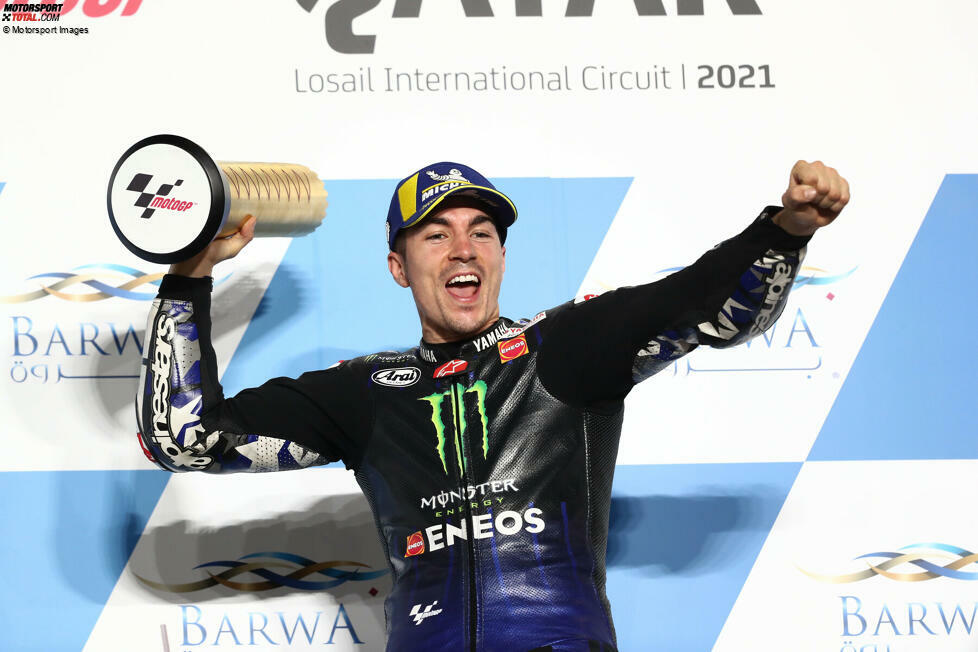 2021: Maverick Vinales in Katar - Zwar finden aufgrund der Coronavirus-Pandemie noch immer nicht alle Rennen wie geplant statt, der Saisonauftakt aber geht Ende März planmäßig über die Bühne. Maverick Vinales triumphiert, schmeißt aber wenige Monate später bei Yamaha hin. Den Titel holt Teamkollege Fabio Quartararo.