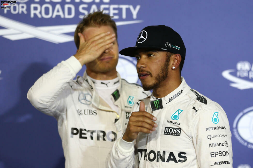 Bis Q2 gibt es keine einzige Session, in der Lewis Hamilton schneller ist als Rosberg, aber als es drauf ankommt, packt der Weltmeister wieder seine ganze Klasse aus: 51. Pole-Position! Dabei lässt er sich vom Ausritt im ersten Q3-Run nicht irritieren.