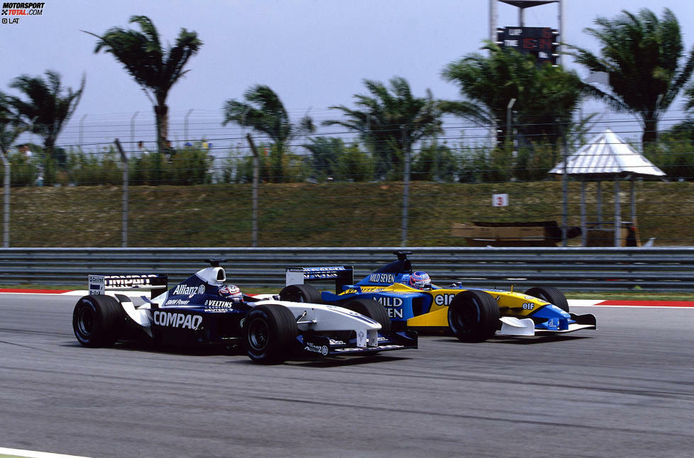 #10: Malaysia 2002. Mit der Seuchensaison 2001, chancenlos gegen Giancarlo Fisichella, hatte sich Button seinen Ruf zerstört. P4 in Sepang markierte den Anfang der Wende. Herausragend das Duell mit Juan Pablo Montoya. Das Podium verlor er knapp gegen Michael Schumacher, wegen einer defekten Radaufhängung in den letzten Runden.