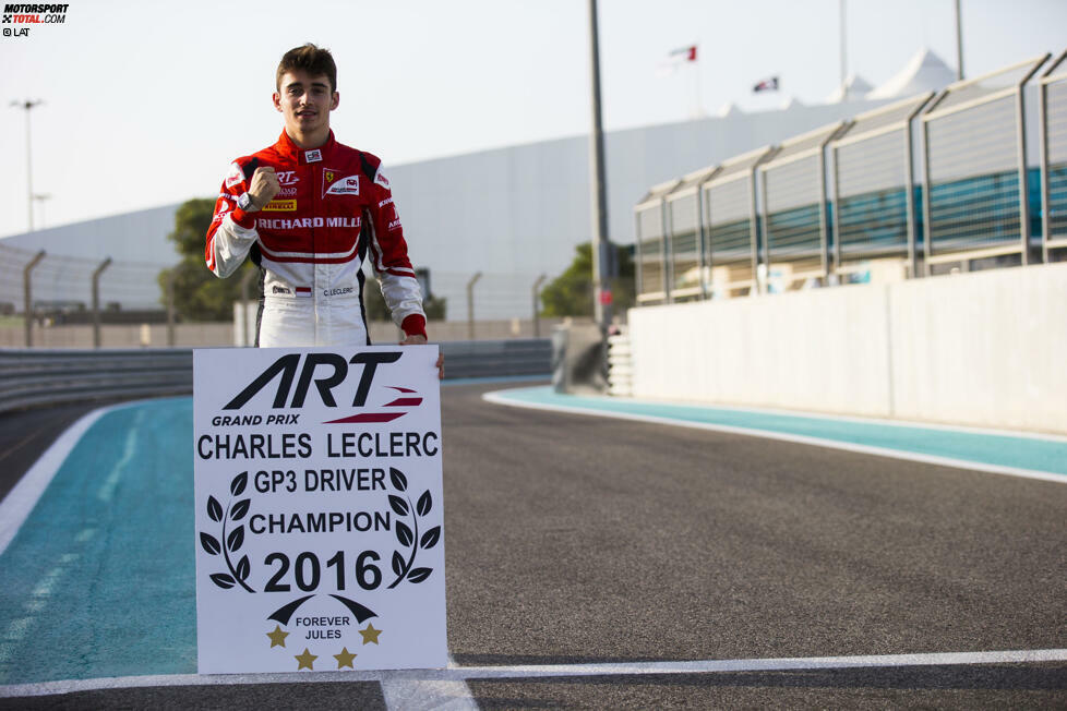 GP3-Serie: Charles Leclerc - Monaco hat wieder einen Titelträger. Mit drei Saisonsiegen wird der ART-Pilot Meister in der GP3. Alexander Albon hat beim Finale in Abu Dhabi auch noch Titelchancen, doch nach einem Unfall steht Leclercs Triumph vorzeitig fest.