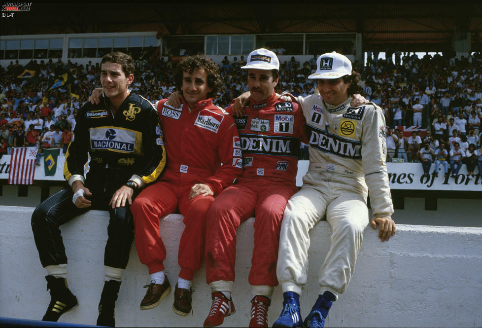 Der berühmteste Vierkampf der Formel-1-Geschichte: Ayrton Senna, Alain Prost, Nigel Mansell und Nelson Piquet kämpfen 1986 um die Krone. Besonders unter Druck steht Titelverteidiger Prost nach seiner Disqualifikation in Monza. Zwei Rennen vor Schluss hat der Franzose elf Punkte Rückstand auf Mansell (bei noch 18 zu vergebenen).